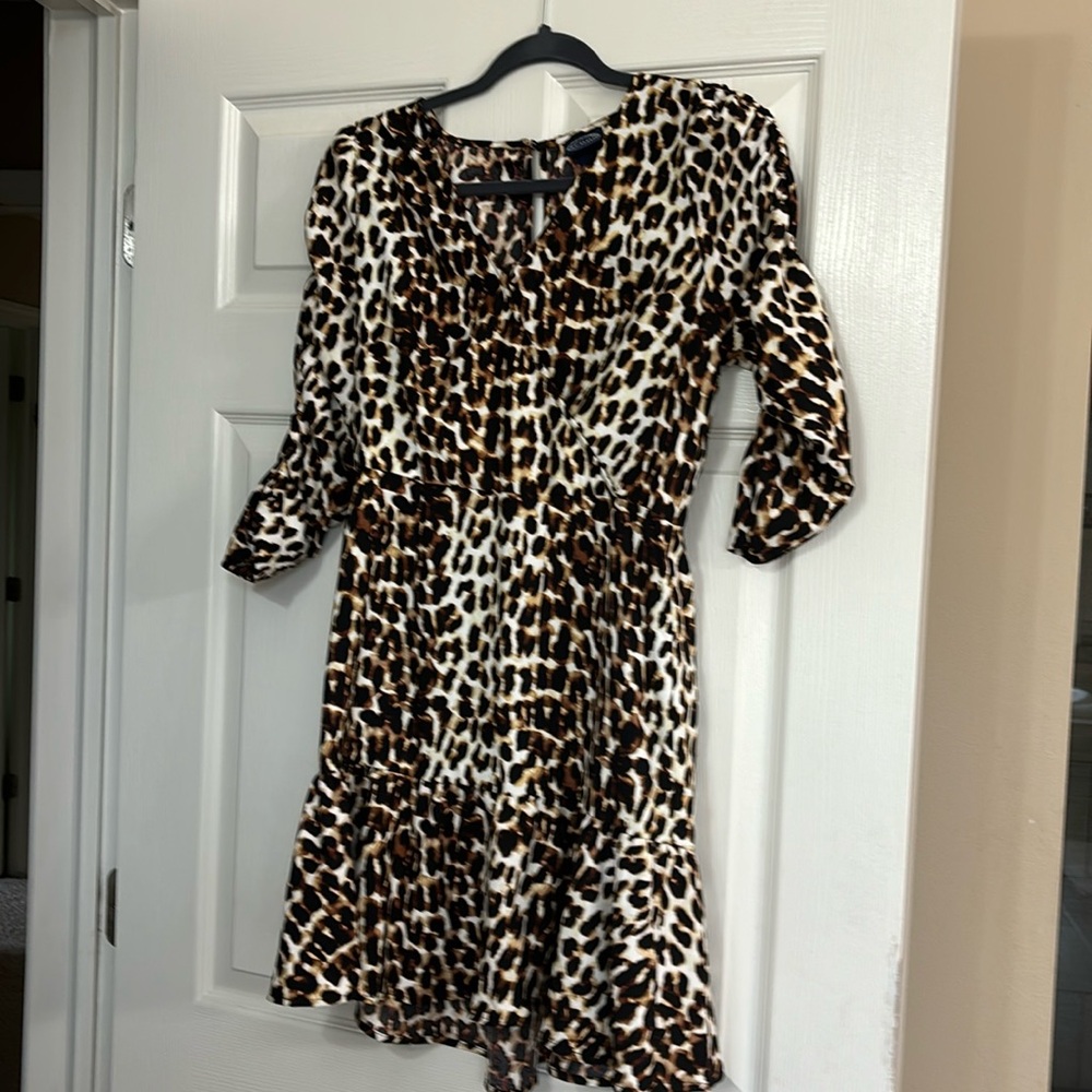 Scoop 3/4 rouched sleeve above knee dress